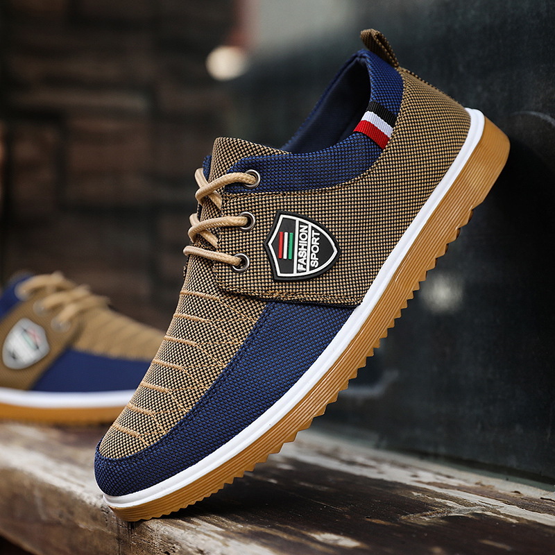 Men's Canvas Lightweight Casual Shoes Summer Fashion Mesh Breathable Vulcanized Lace Up Sneakers for Men Working Shoe 65b59