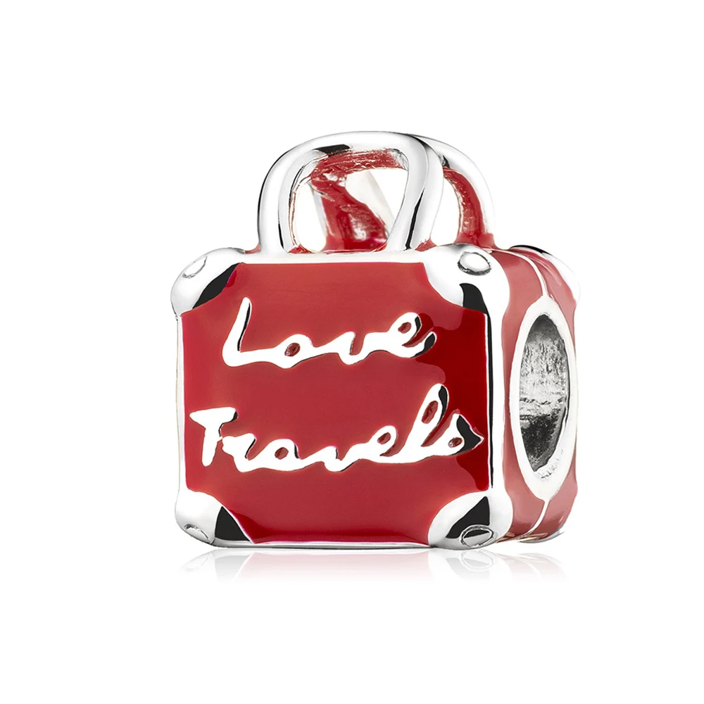New 925 Sterling Silver Travel Bag Suitcase Chest Charms Bead Diy Fit Original Pandora Charms Bracelet Necklace Women Jewelry