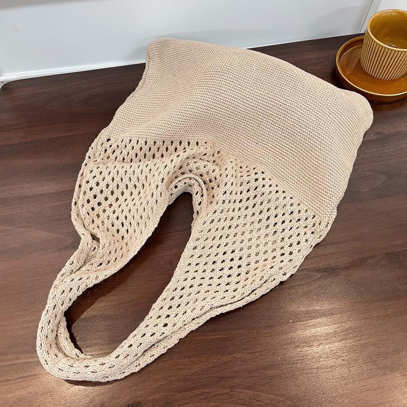 Vintage Hollow Woven Underarm Shoulder Bag Knitted Handbag for Women Large Capacity Shopper Totes Ladies Summer Beach Travel Bag