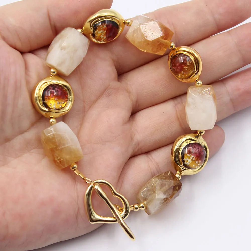GG Natural Yellow Citric Acid Amber Moss Glass Necklace Scales Chromic Acid Quartz Pendant Bracelet Earring Set 241031