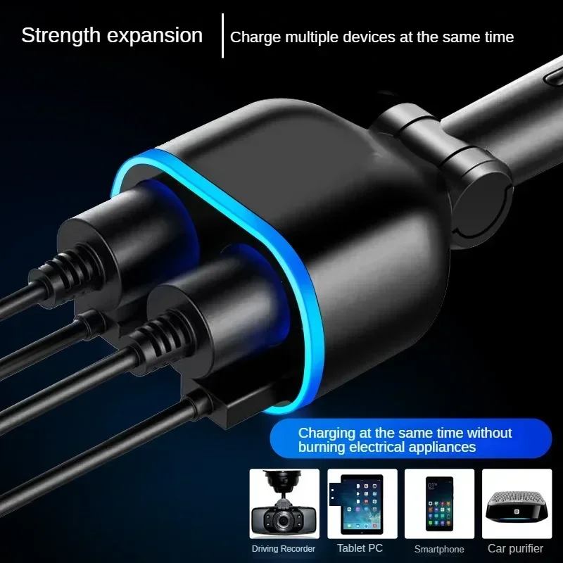 12V/24V 66W Sockets Cigarette Lighter Car Charger Splitter Adapter Multi Power Outlet LED Voltage Display Dual USB Port QC3.0