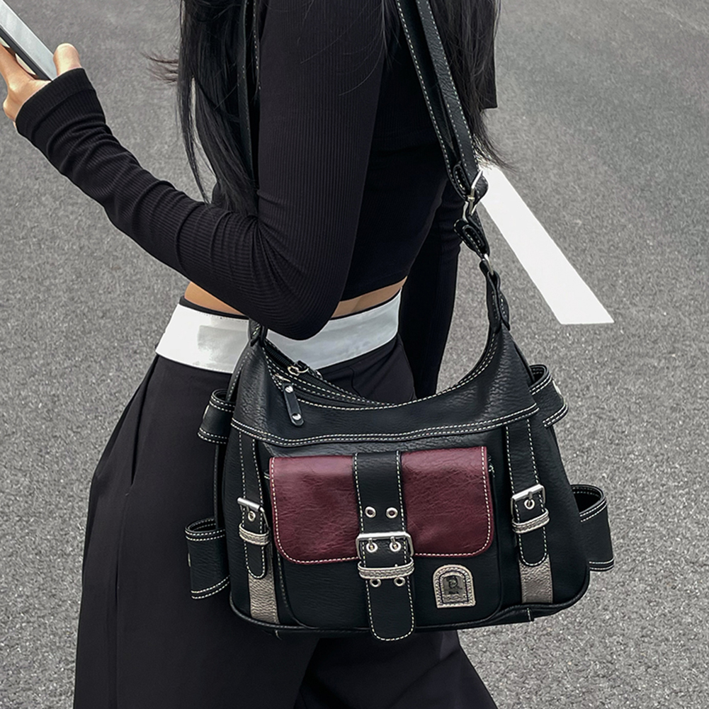 Girls Large Capacity Crossbody Bag Adjustable Strap Retro Sling Bag Versatile Y2K Messenger Bag for Traveling Shopping Commuting