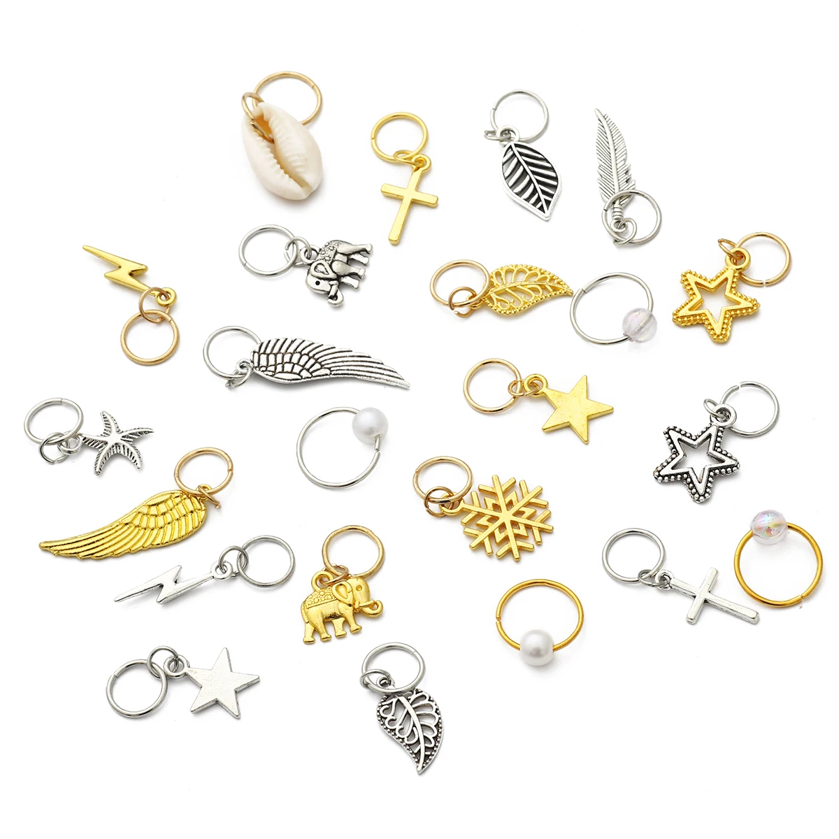 5Pcs Gold Silver Dreadlocks Hair Bead Dreadlock Bride Hair Rings Decor Braiding Hairpins Braiders Hair Accessories Wholesale