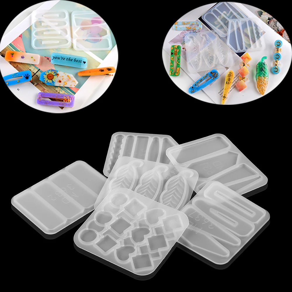 pcs DIY Hairpin Epoxy Resin Mold Silicone Women Girls Geometric Hair Claw Clips UV Molds Accessories Supplies 5