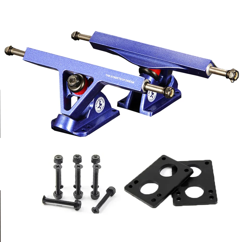 7inch Longboard Trucks 8mm Axle (Set of 2) together with 70*51MM Skateboard Wheels with Riserpad and screws Bearings