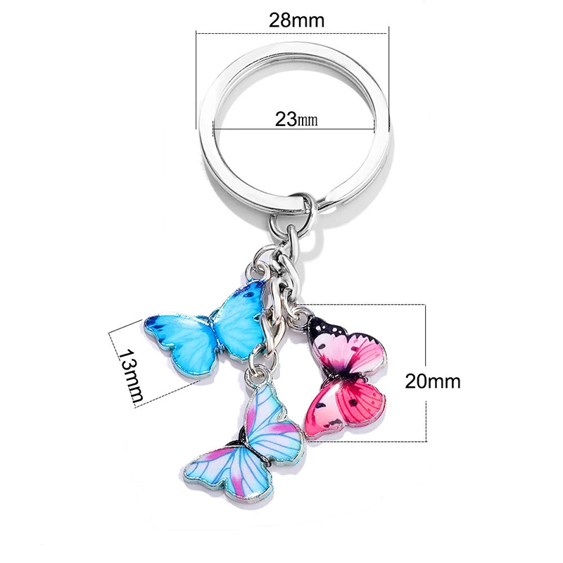 Wholesale Butterfly Keychain Holder Enamel Metal Cute Animal Key Chain Car Keyring Women Bag Pendant Charm Jewelry Gift Accessor