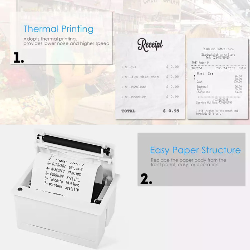 QR204 Mini Embedded Printer Thermal ESC POS Receipt Parallel Panel Printer USB TTL RS232 Kiosk Printer Barcode Arduino 2 inch