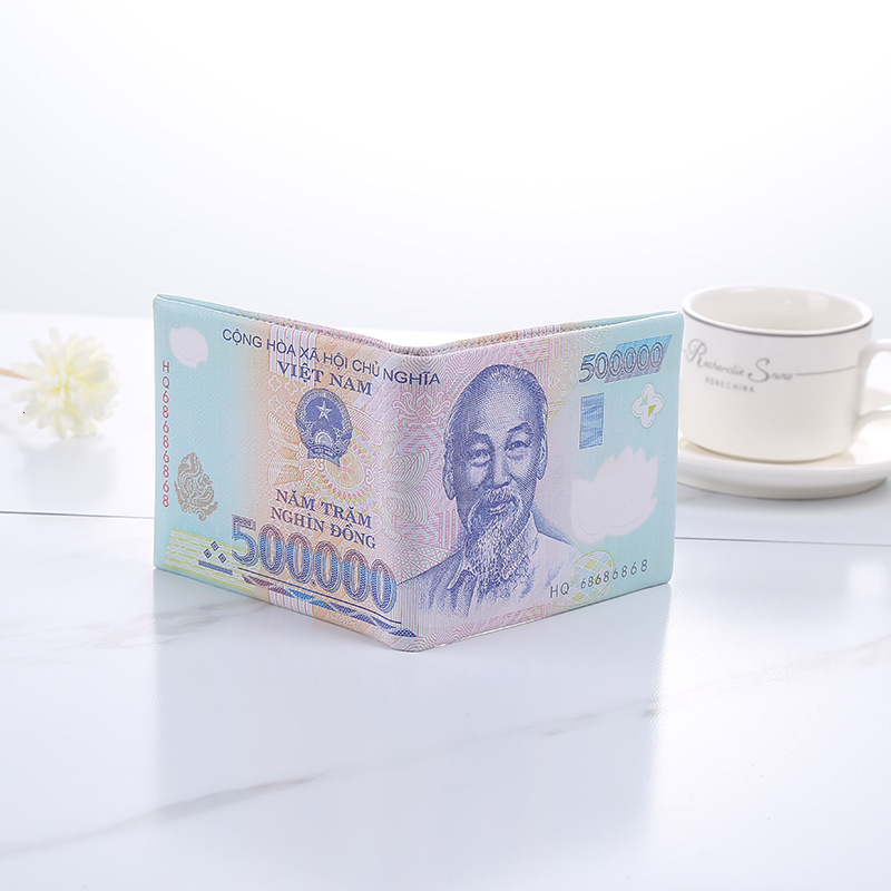 Creative Men's PU Coin Pattern Euro USD GBP and Other World Folding Paper Money Wallet Card Bag