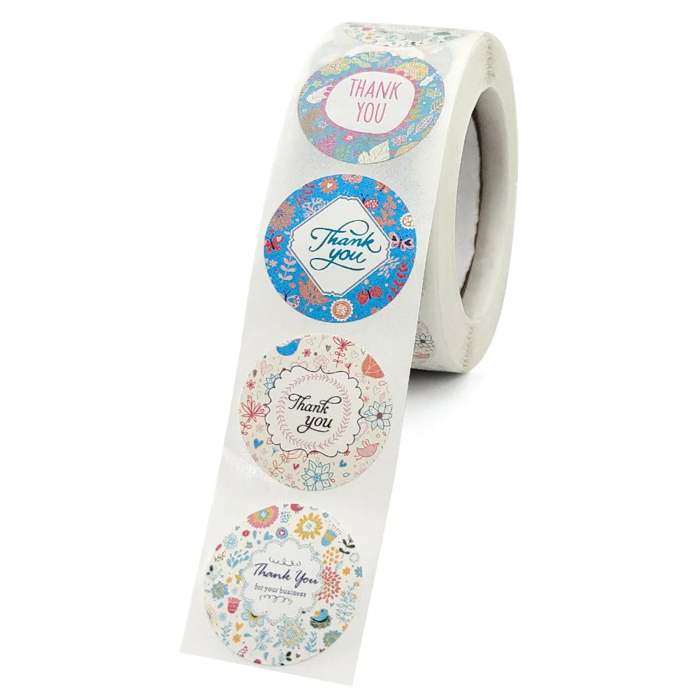 50-500pcs 8 styles of flowers, thank you stickers, gift sealing stickers