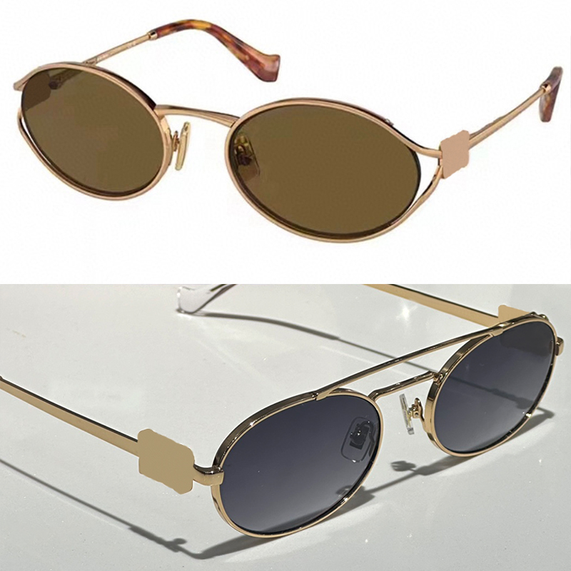 Designer Oval Sunglasses Womans Mens 54 Metal Frame Luxury sunglasses Summer Fashion Outdoor Goggles Protection UV400 Protect With box