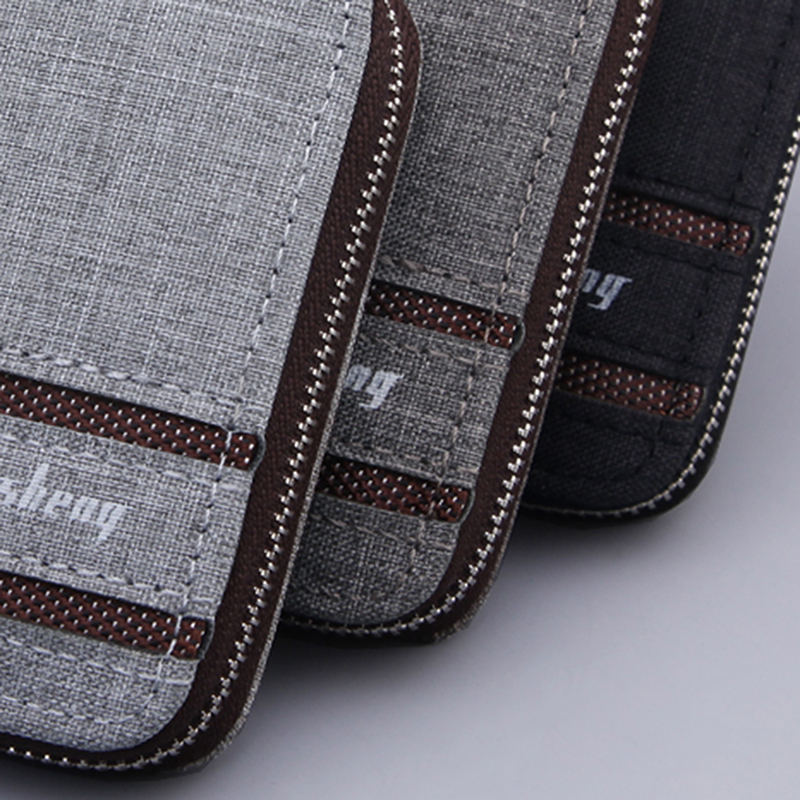 Fashionable Men's Multi-function Multi-Card Slot Short Wallet Zipper Wallet Canvas Small Wallet