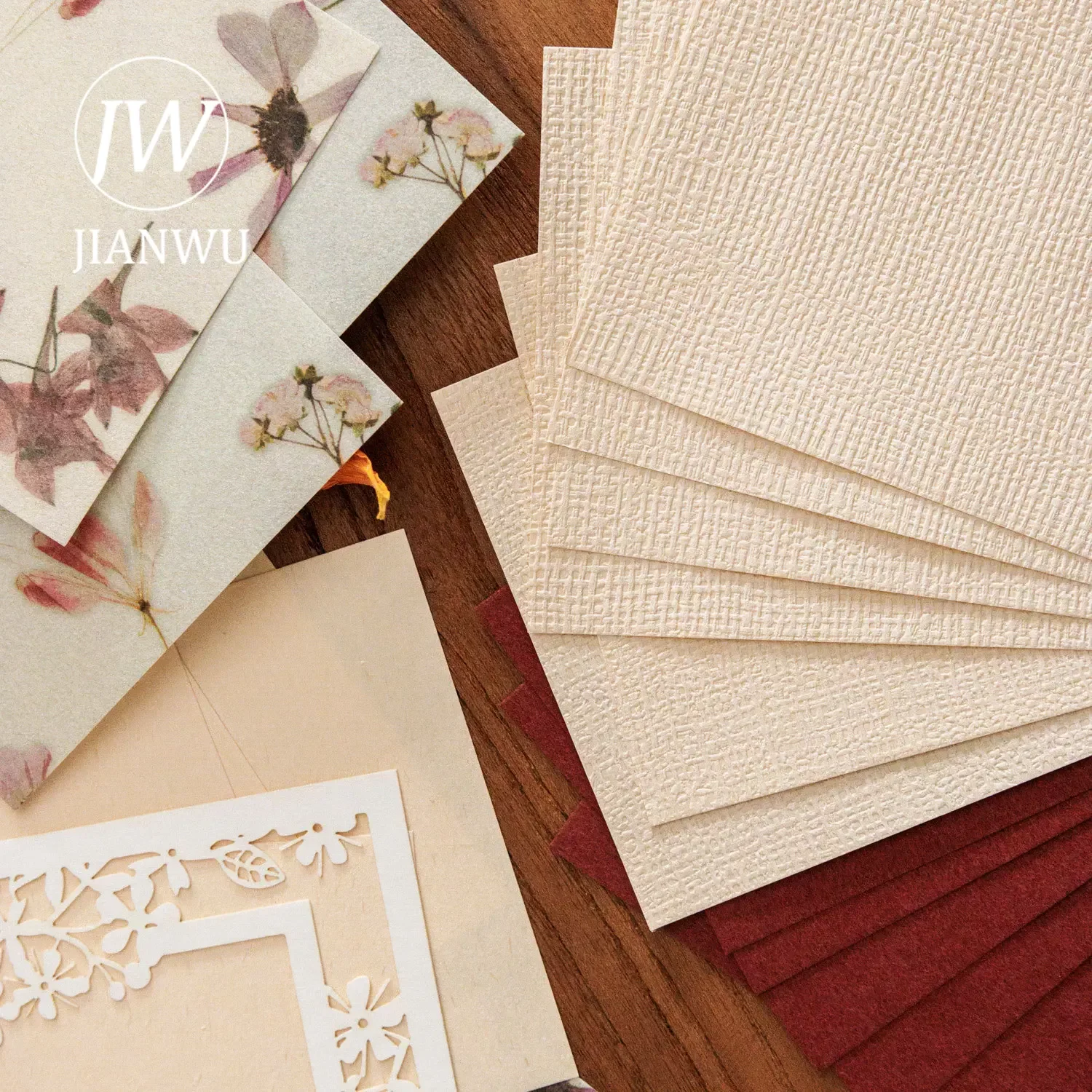JIANWU 30 Sheets Hollow Echo Series Vintage Flower Hollow Decor Material Paper Creative DIY Junk Journal Collage Stationery