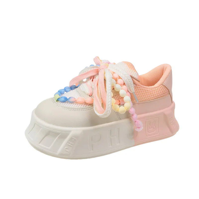 Designer Dad Shoes for Women Girls Lucky Platform Vulcanized Shoes Ladies Colorful Round Head Casual Female Lace Up Shoes