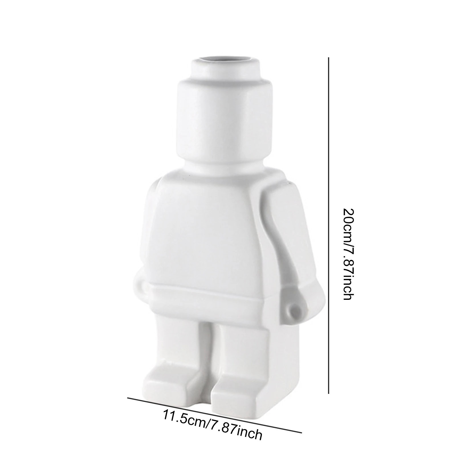 Micro building block ceramic robot flower vase home decoration modern home interior office desk decoration pendant 241031