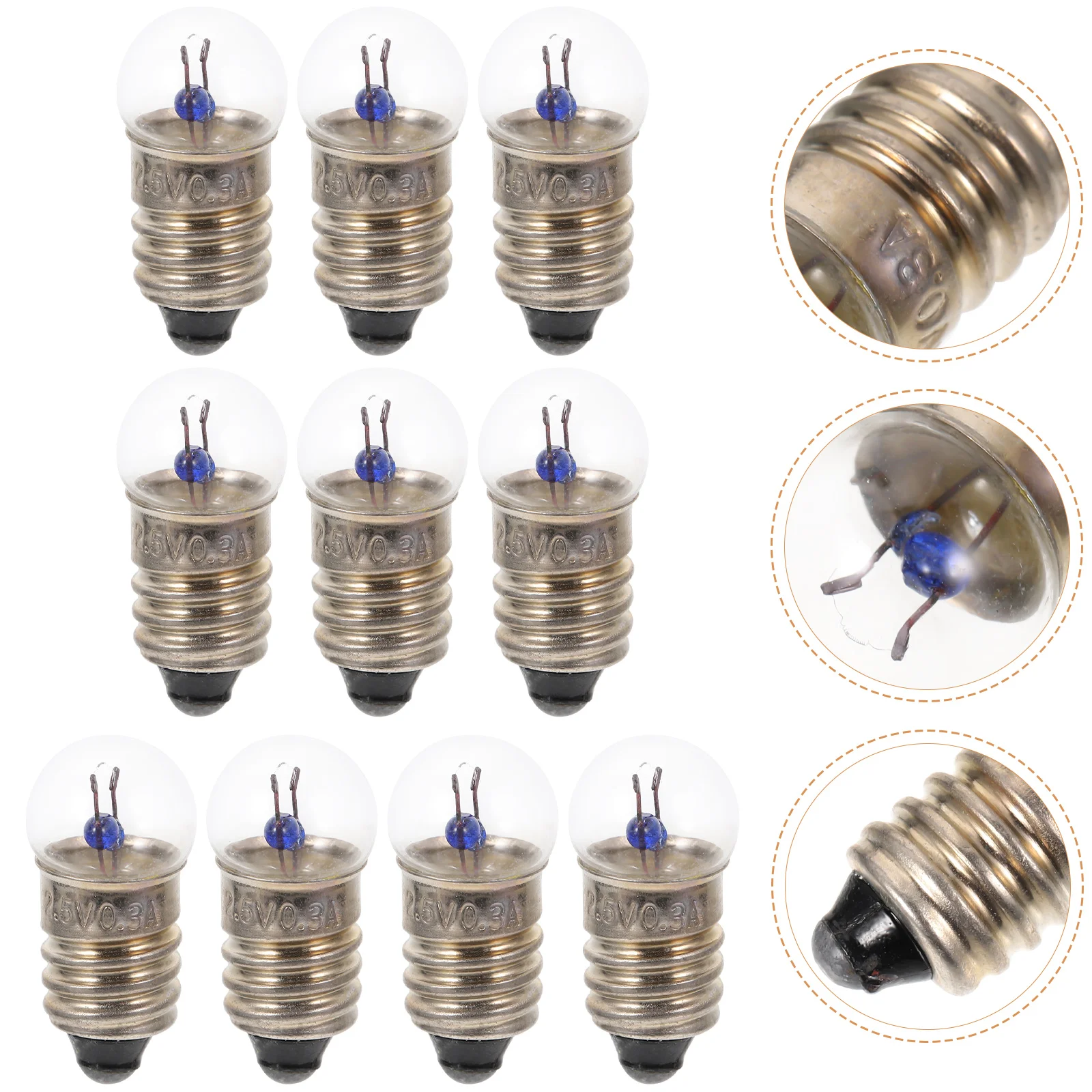 Light Bulb Bulbs E10 Flashlight Mini Miniature Led Experiment Electric 2.5V Replacement Student 0.3A Bead Screw Physics Lamp