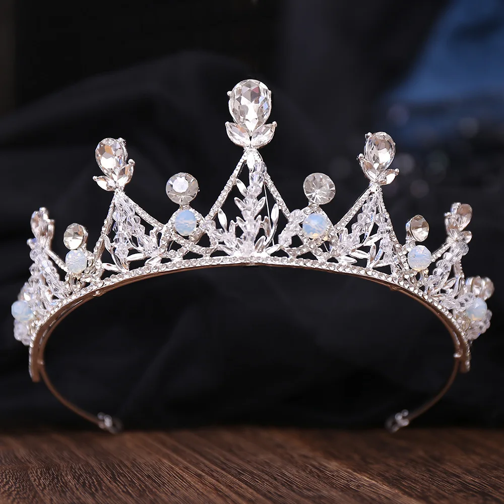 Silver Color Crystal Crowns And Tiaras Baroque Vintage Crown Tiara For Women Bride Pageant Prom Diadem Wedding Hair Accessories