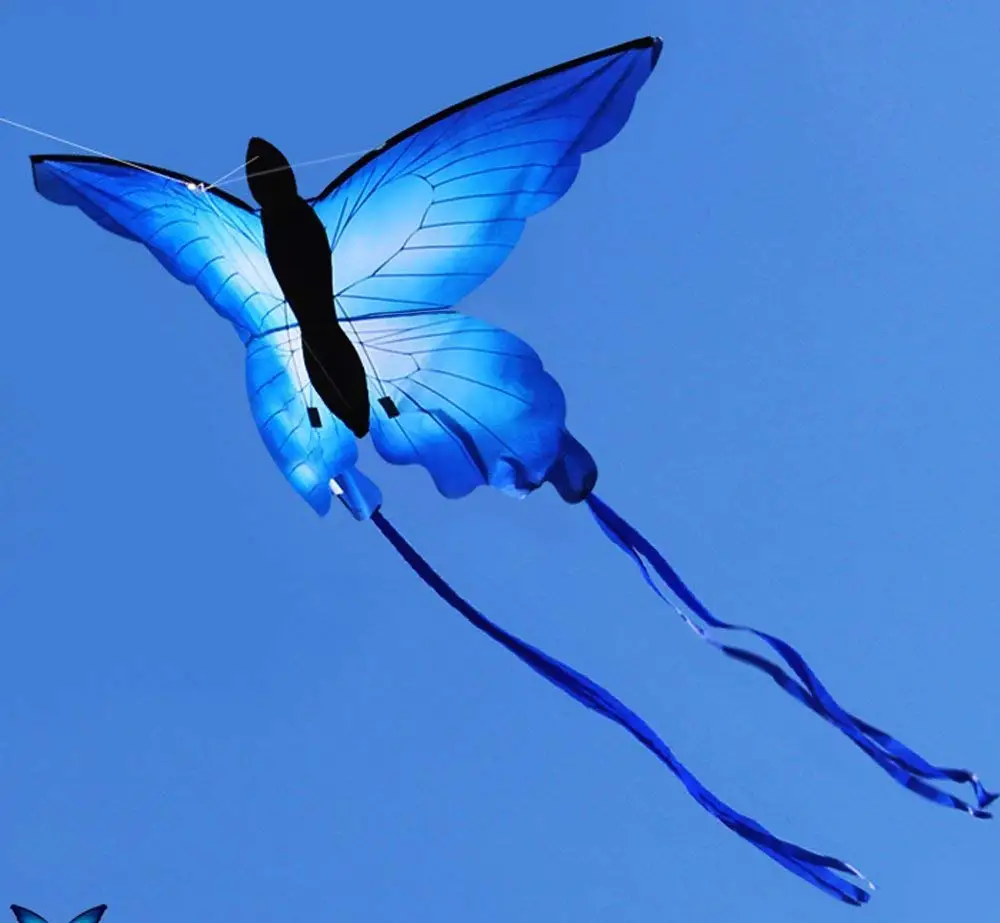 Large135cm Blue Butterfly LED Kite Single Line Bird Kites For Children Adults Outdoor Fun Animal Toy With Hand Line Factory