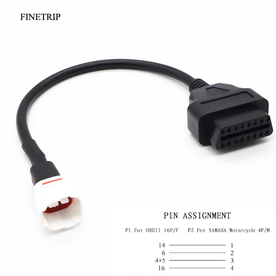 FINETRIP Motorbike Accessories for Yamaha 3Pin 4pin to OBD2 Fault Code Scanner Motorcycle Diagnostic Cable for X-MAX N MT-125