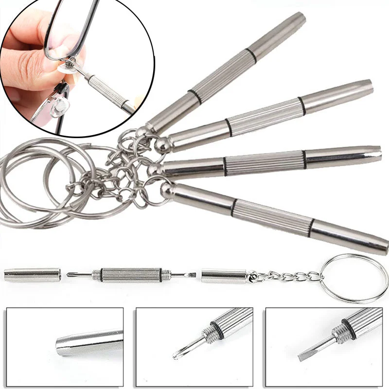1/5/10pcs 3 in 1 Aluminum Steel Eyeglass Screwdriver Sets with Keychain Screwdrivers for Sunglass Glasses Watch Repair Tool Kits