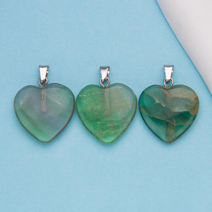 Heart Shape Real Nature Gem Stone Pendent for Necklace Charm Beads Sea Opal Pendent Gemstone Agate Pendent for Making Necklace DIY Jewelry Making Acce