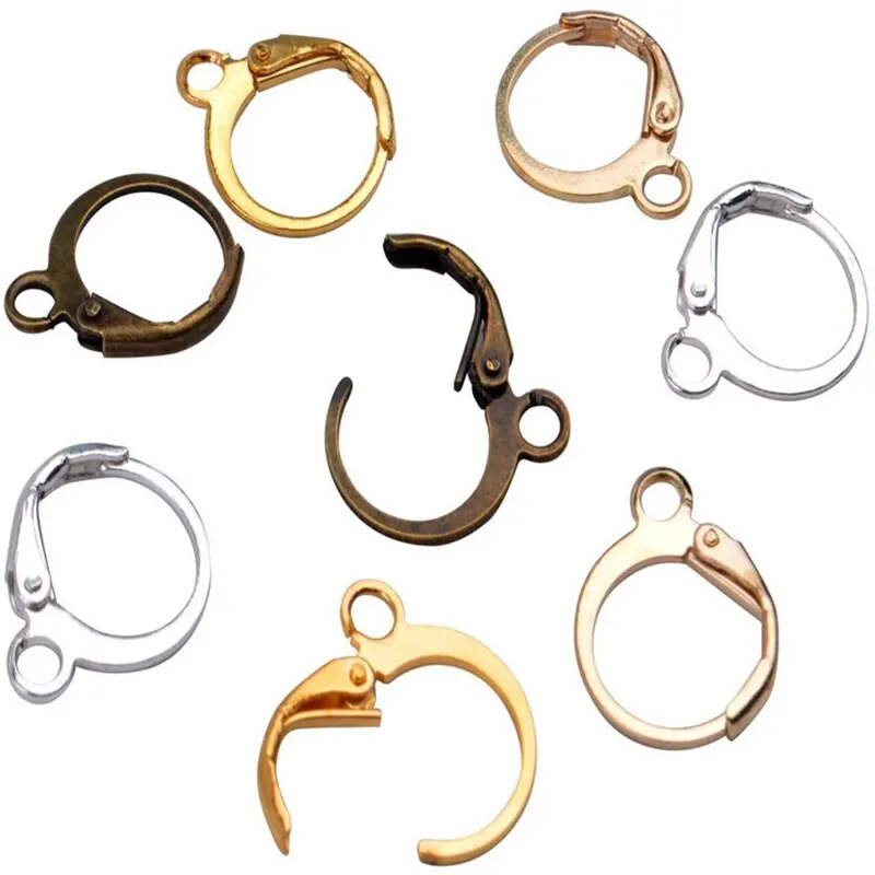 50pcs Hypoallergenic Earring Hooks Brass Lever Back Earring Round Hook Ear Wire with Open Loop for Earring Design Jewelry Making
