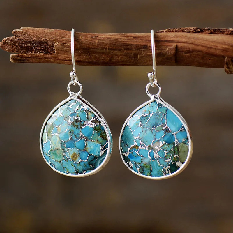 Avant garde womens tears turquoise pendant earrings decorative art modernism teenage earring rhinestone jewelry wholesale 241031