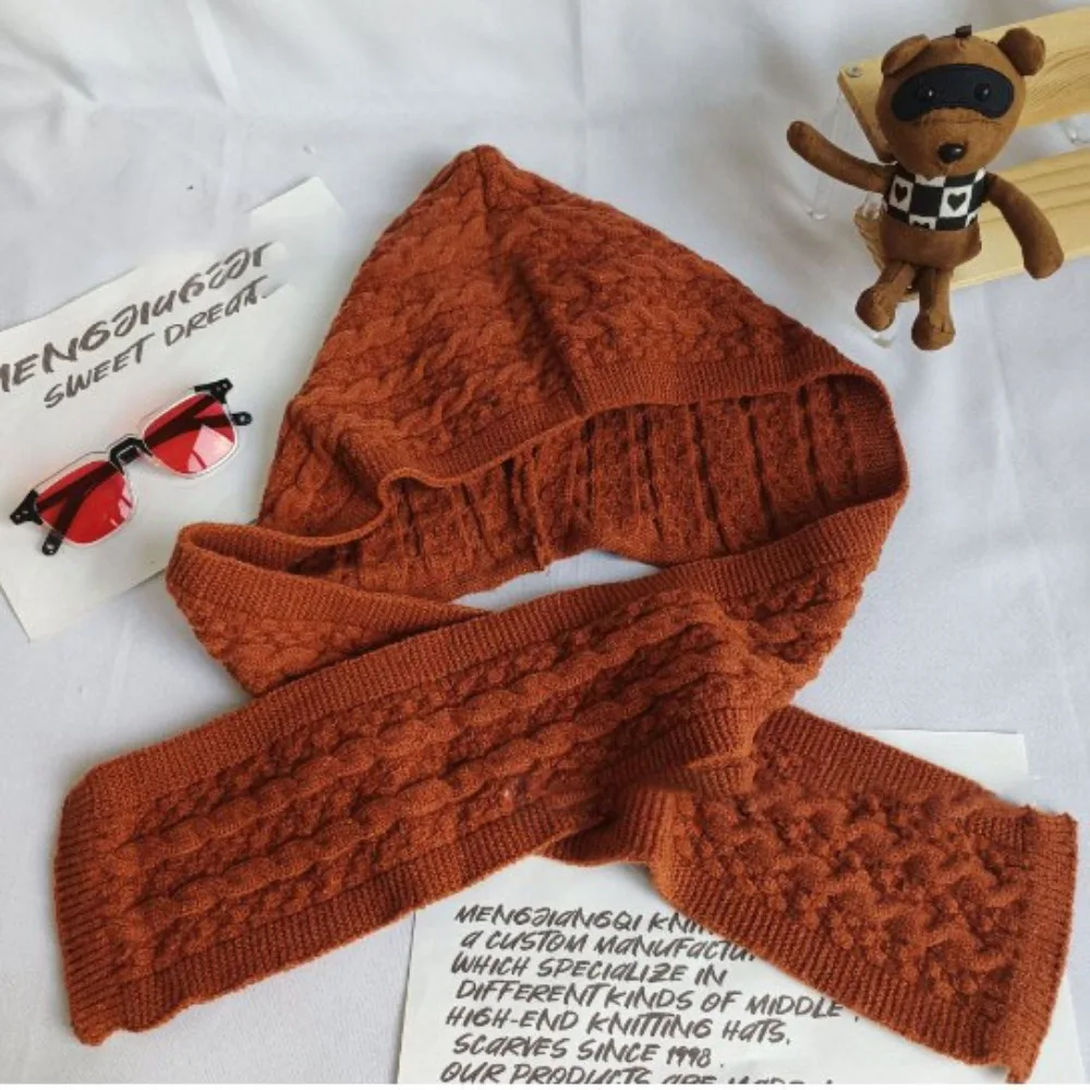 Soft and Skin Friendly Western Style Hooded Shawl Breathable Warm One Piece Hat Shawl Woolen Yarn Women's Hats and Scarves