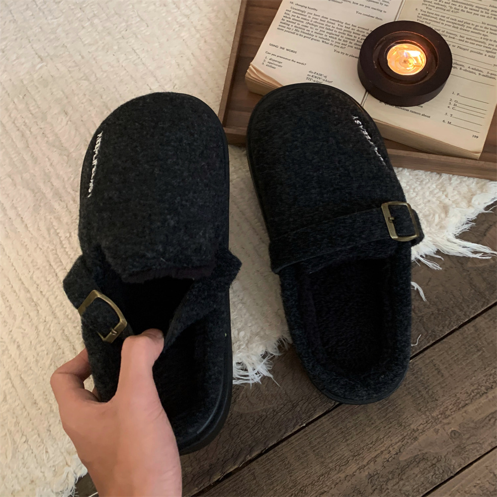 Slipper Fluffy slipper women's flat winter sweet home fashion plus velvet girl home casual fashion platform shoes indoor cotton slippers