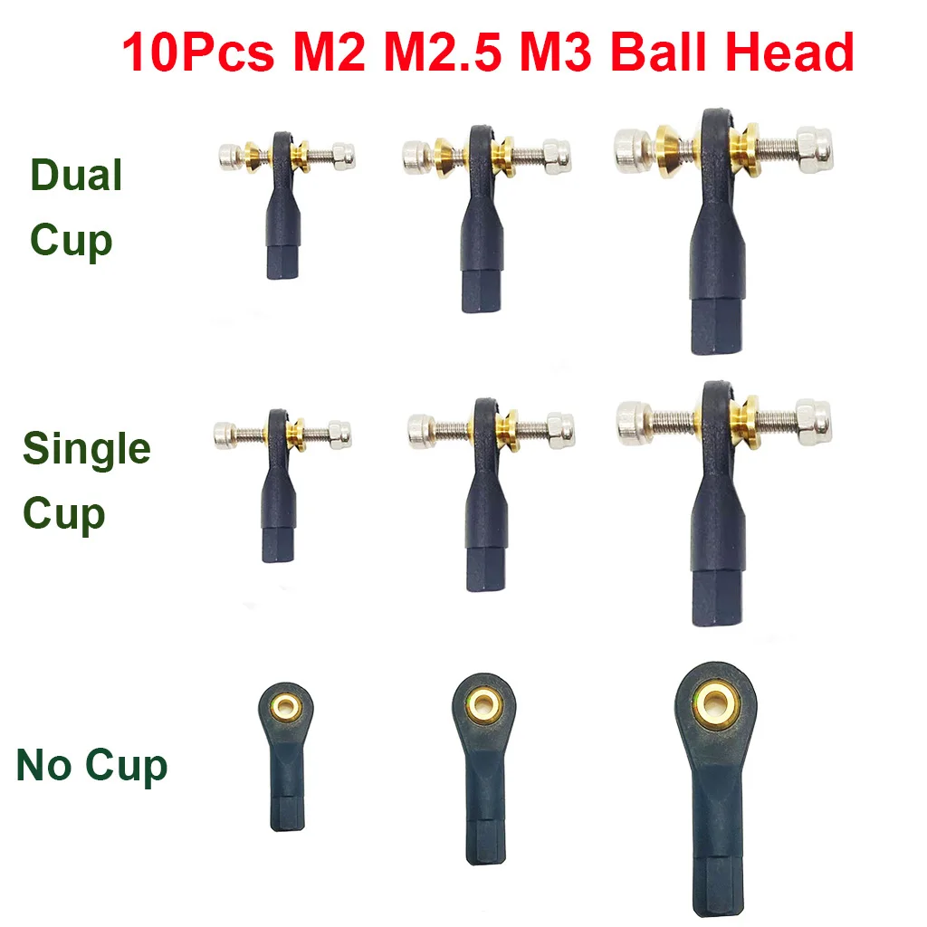 10pcs M2 M2.5 M3 Rod End Ball Joint Link With Screw Set For RC Airplane Car By Boat Crawler Model Parts