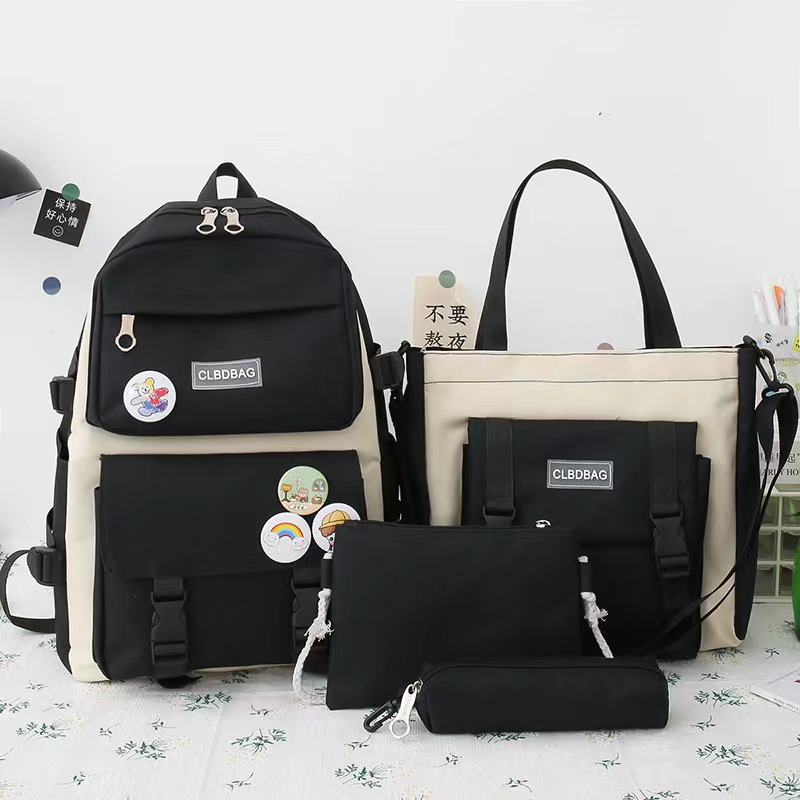 4 Pcs Set Kawaii Backpack For Student School Bags For Teenager Girls Schoolbag Book Bags Pencil Case Women Travel Backpack Tote
