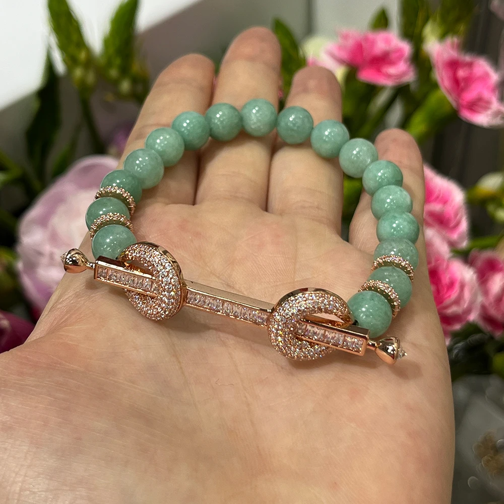 TIRIM Chalcedony Beads Bracelet for Women Bangle Daily Wear Ceremony Engament Cocktail Party Jewelry Accessories
