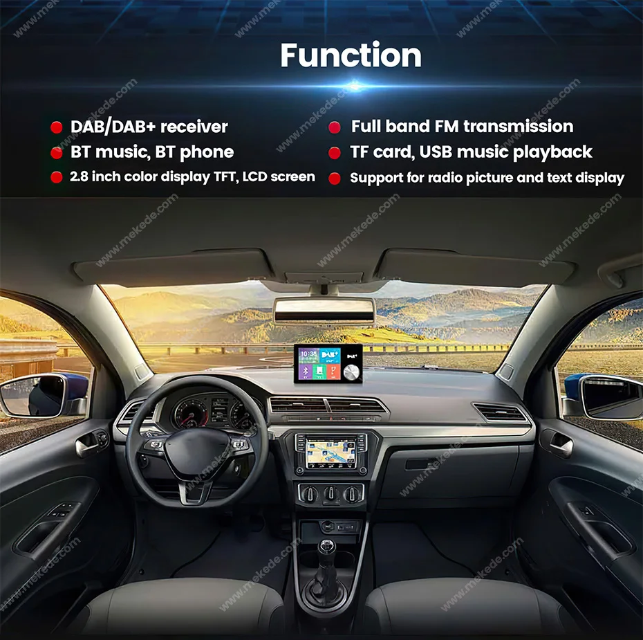 2.8" Color Screen DAB/DAB+ Digital Broadcast Car Radio For European Cars Video Display FM Transmitter MP3 Digital AUX Receiver