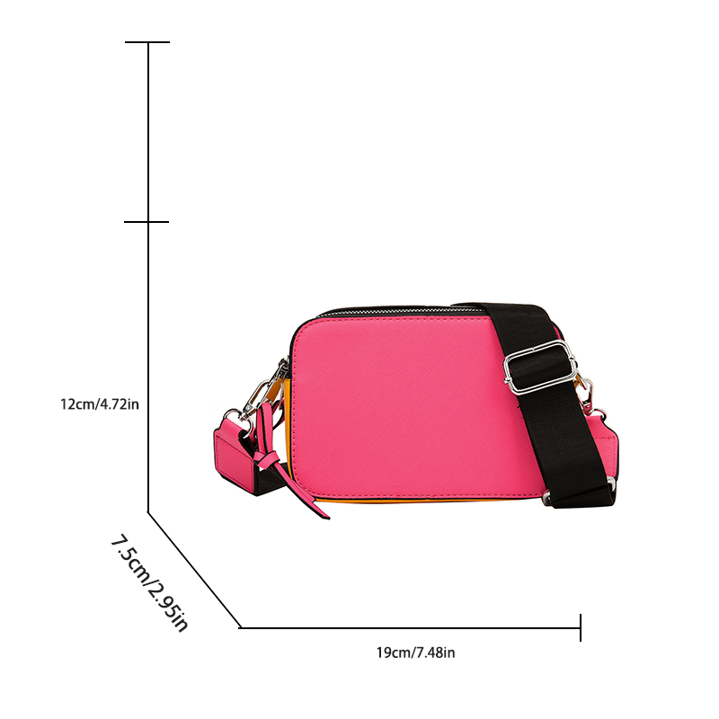Trendy Contrast Color Small Square Bag New Personalized Broadband Crossbody Women's Bag Minimalist Camera Bag