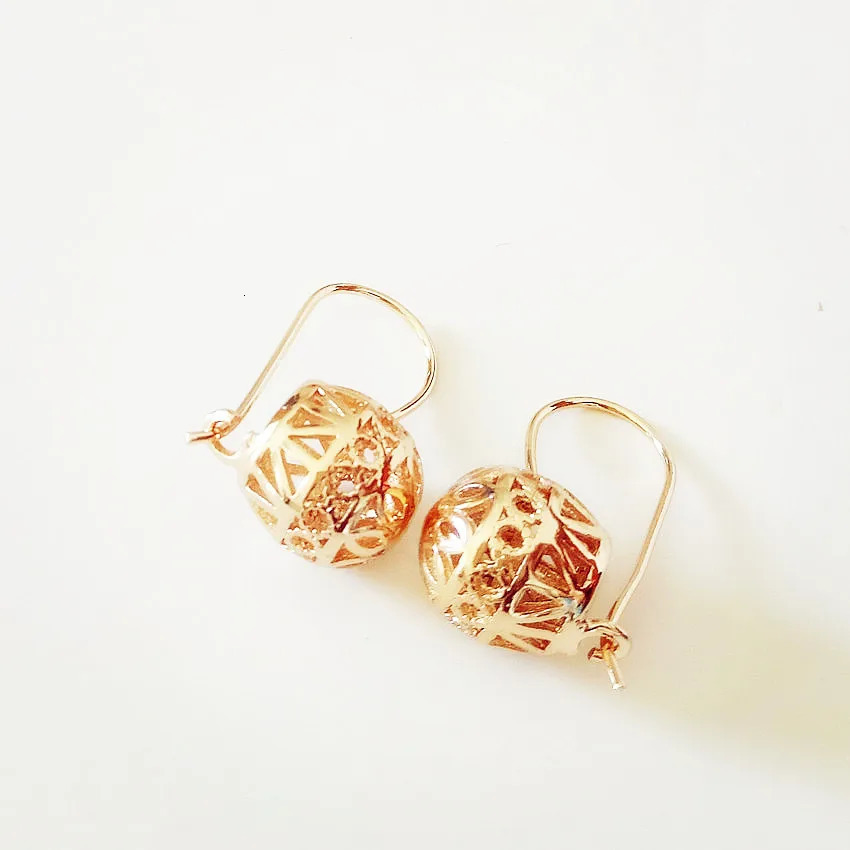 Russian earrings womens jewelry womens earrings fashionable floral spherical 585 rose gold colored earrings womens gold jewelry 241031