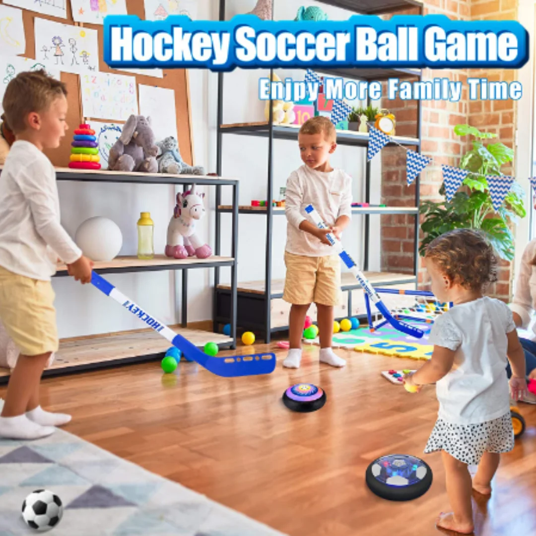 3-in-1 Hover Soccer Ball Hockey Bowling Set, Indoor and Outdoor Toys for Kids Ages 3-12,Christmas Birthday Gifts for Boys Girls