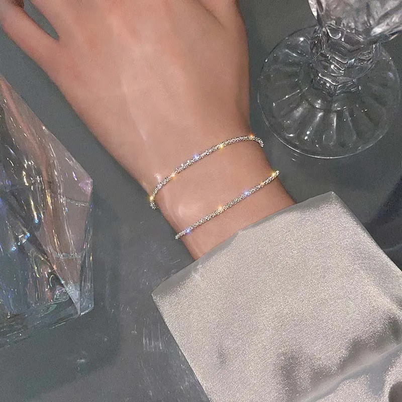 2023 New Silver Colour Sparkling Gypsophila Bracelet for Women Exquisite Simple Adjustable Chain Bracelet Wedding Jewelry Party