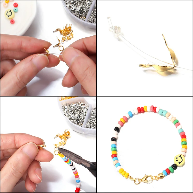 450pcs/Box Lobster Clasp Open Jump Rings End Crimps Beads Box Sets Jewelry Making Kits Handmade Bracelet Necklace Findings