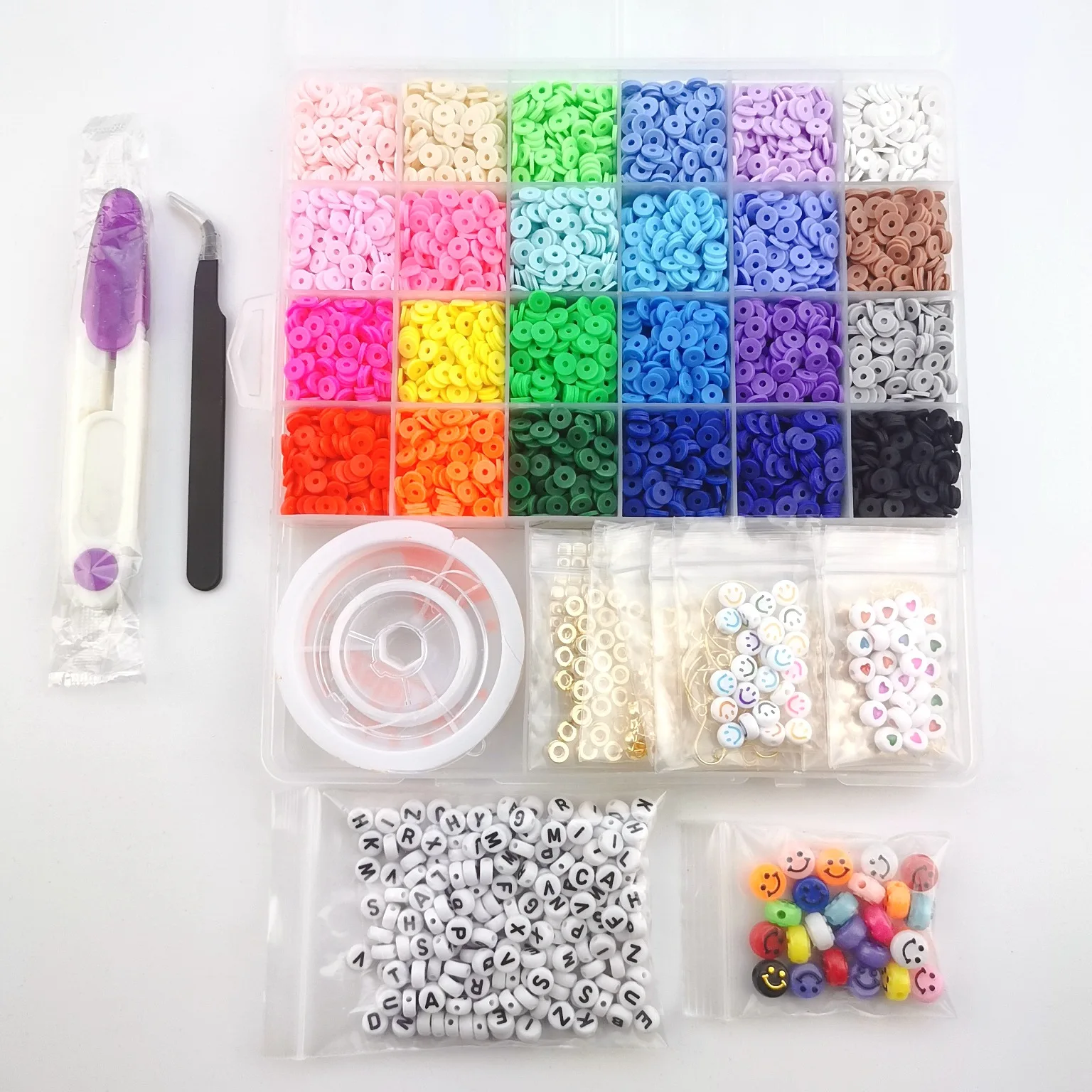 6MM Clay Beads Set Various Styles Colored Flat Chip Clay Beads Kit For Bracelet Necklce Making DIY Jewelry Make Accessories Kit