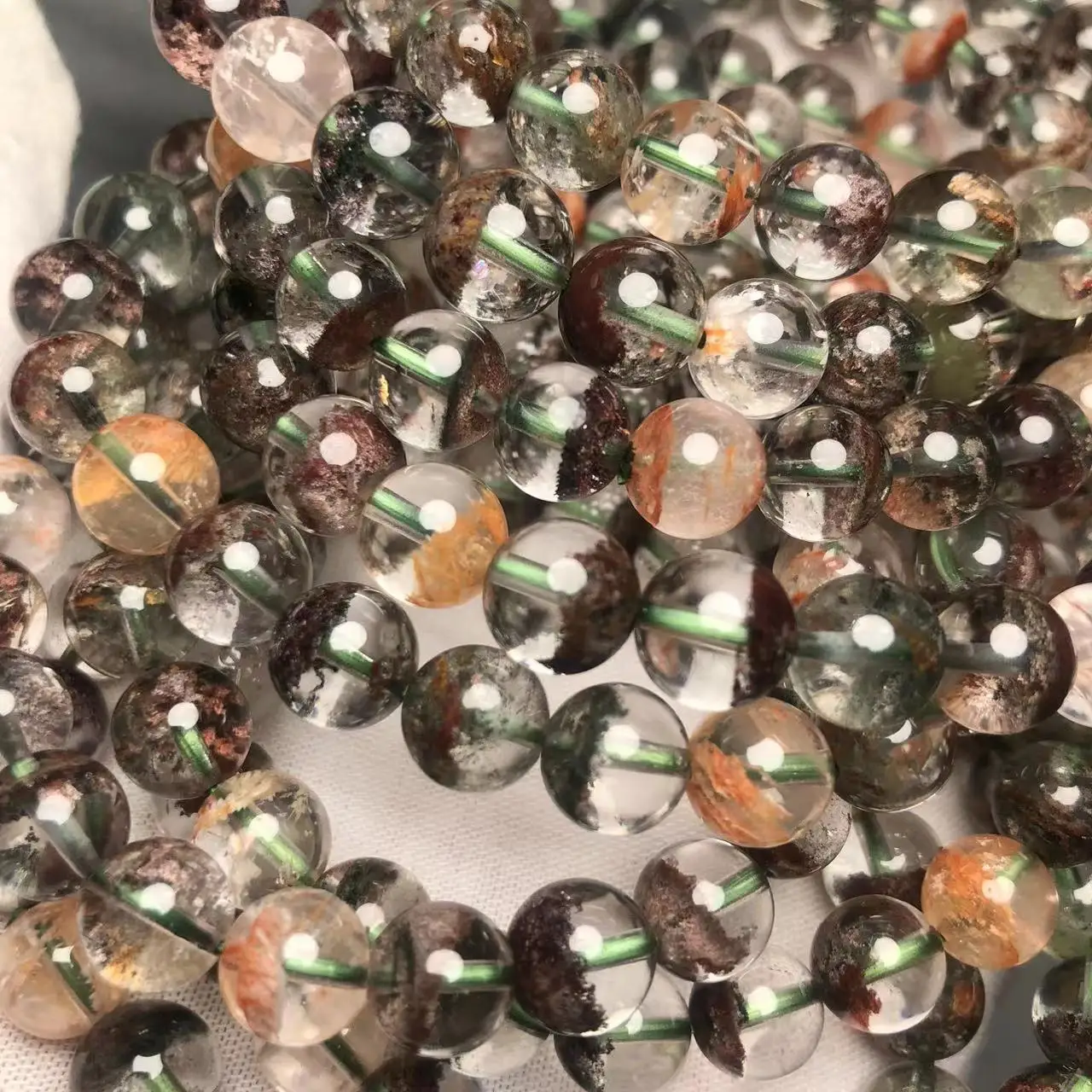 Meihan Wholesale Natural AAA Genuine Brazil Colorful Phantom Quartz Bracelet Smooth Round For Jewelry Making Design DIY