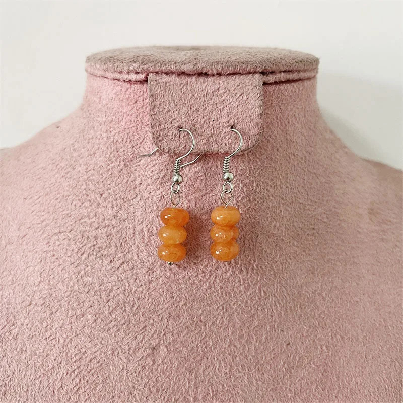 5 * 8MM oval orange ruby jade natural stone jewelry set bead necklace earring bracelet necklace fashionable and simple n 241031