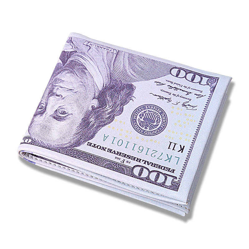 Creative Men's PU Coin Pattern Euro USD GBP and Other World Folding Paper Money Wallet Card Bag