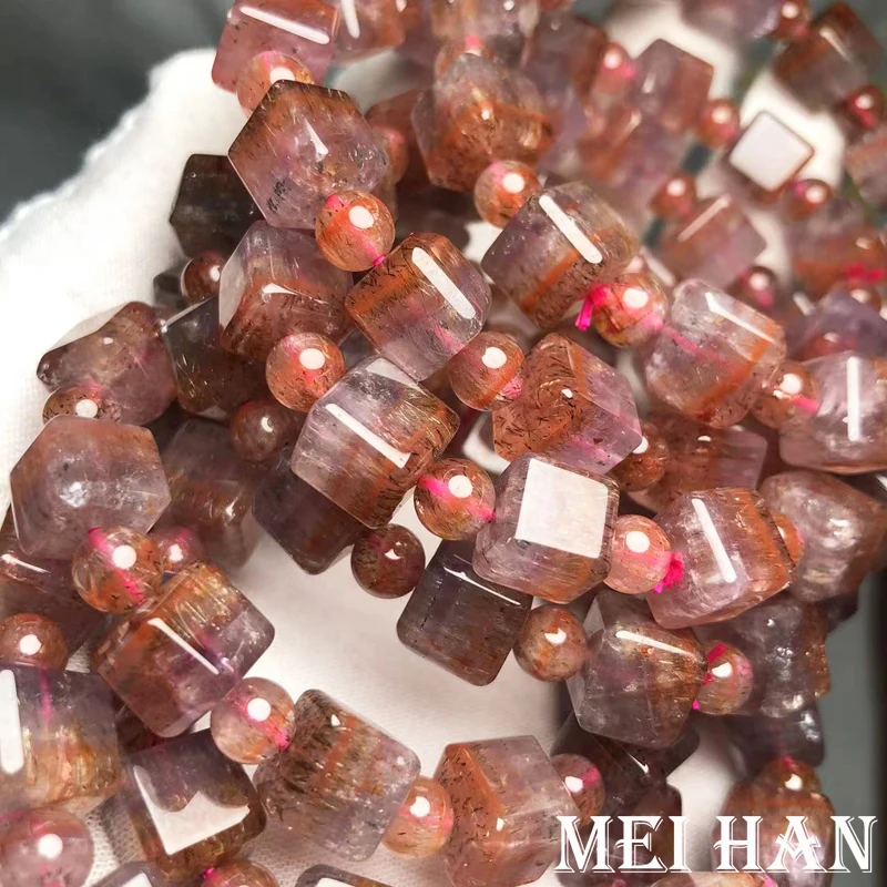 Miehan Top Natural Genuine Rare Auralite 23 Quartz Square Beads Bracelet For Jewelry Making