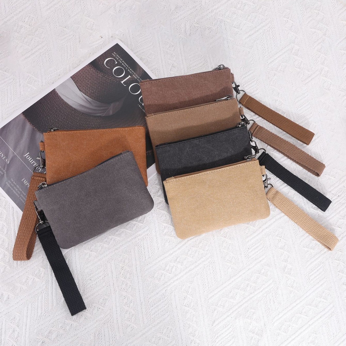 New washed canvas coin purse, coin, keycard handbag, handbag