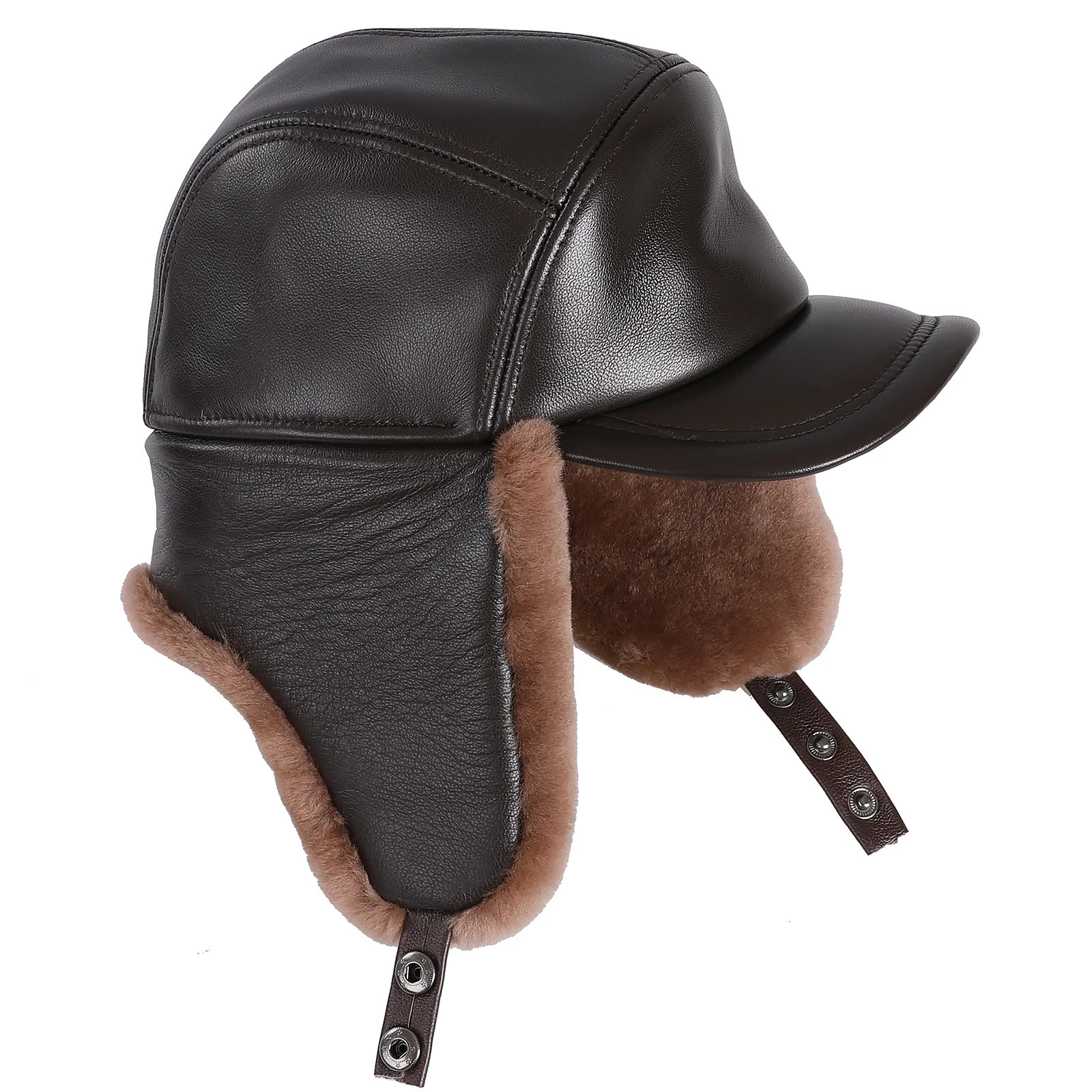 Neutral wool sheepskin pilot Russian Ushaka hunting hat leather hat winter fur hat ear pads soft and warm 241031