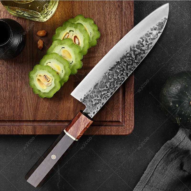 Professional Japanese Sanmi Knife Stainless Steel Kitchen Chef Knife Forging Hammer Pattern Kitchen Meat Smart Slicer Knife X241102