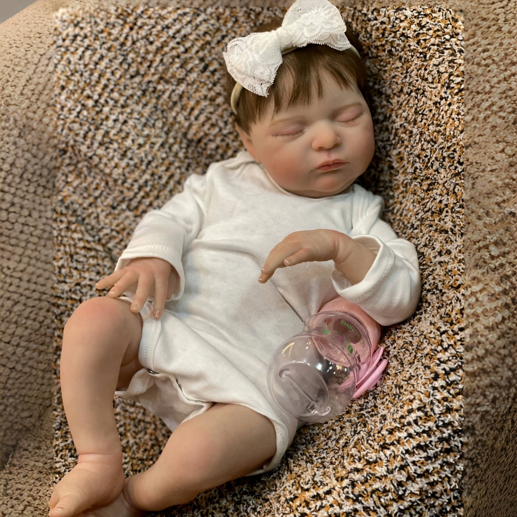 50cm Cuddly Laura Bebe Reborn With Rooted Hair Handmade Soft Touch Feeling Lifelike Real Doll For Children's Gift