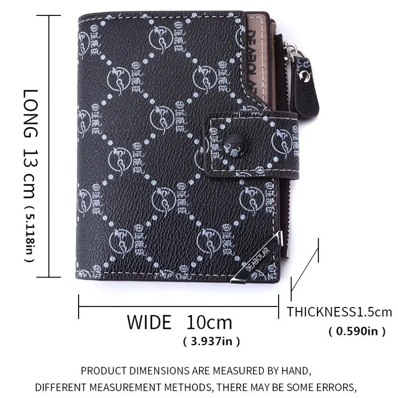 New Old Flower Multifunctional Wallet Men's Short Vertical Buckle Zipper Retro Wallet