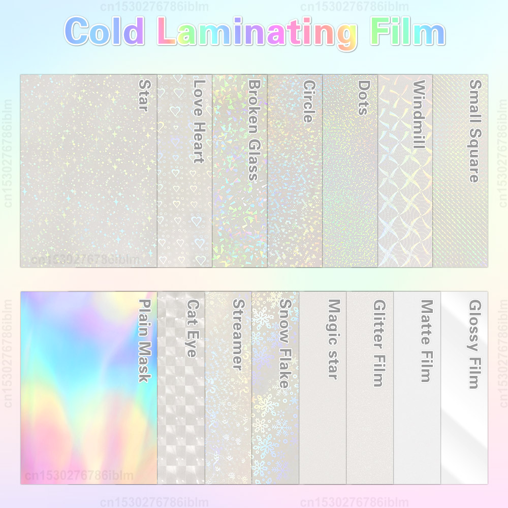 10 Sheets Waterproof Cold Laminating Film Transparent Holographic Broken Glass Adhesive A4 Paper film DIY Photo Laminating Film