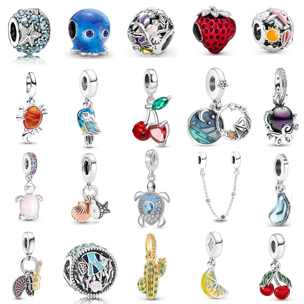 New Summer Series Blue Ocean Octopus Turtle Safety DIY Beads Fit Original Charms Silver Plated 925 Bracelet Jewelry Making