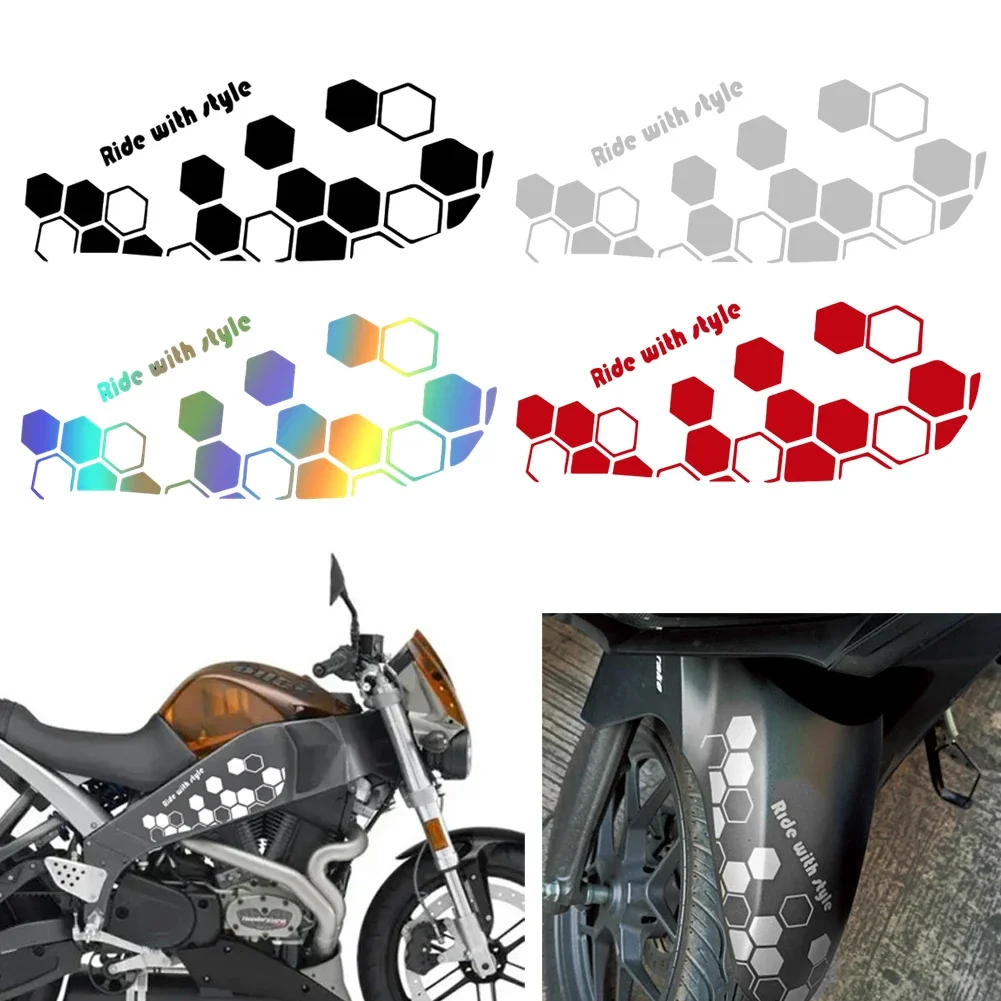 Motorbike Fender Stickers Hexagonal Reflective Stickers Reflective Body Stickers Honeycomb Shaped Pull-On Body Decals